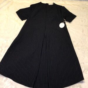 NWT pando grove linen pinstripe black and white dress fit‎ and flare size large